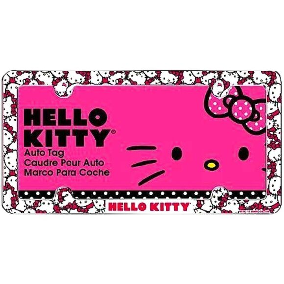 𝅺HELLO Kitty Pink Chrome Bow License Plate Frame - Picture 1 of 6